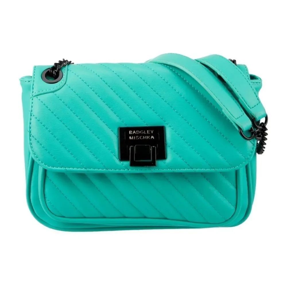 Badgley Mischka Crossbody Vegan Leather Quilted Purse Front Lock NWT